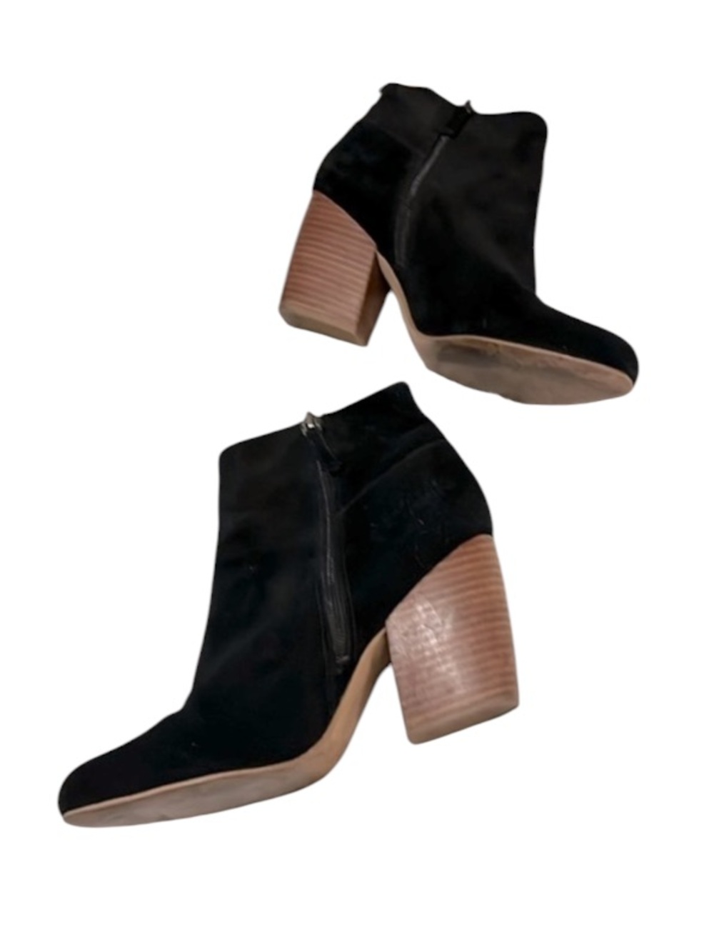 Crown Womenβs Vintage Tashaa Black Suede Block Bohemian Heel Ankle Booties Sz 8